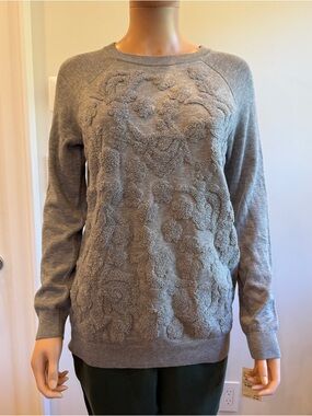 Gray Textured Crewneck Sweater NWT